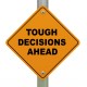 3d Illustration of tough decision ahead traffic sign