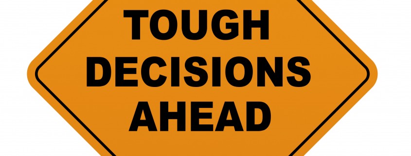 3d Illustration of tough decision ahead traffic sign
